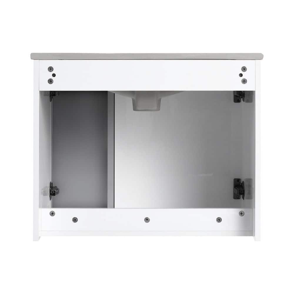 Noble House Joachim Modern 44 in. Floating Bath Vanity Cabinet Without Top with Glass Panel Door (3)