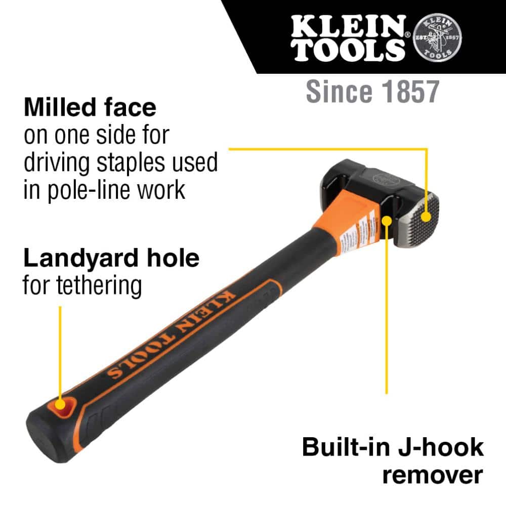 Klein Tools 32 oz. Lineman s Milled Face Hammer with 14 in. Fiberglass Handle (2)