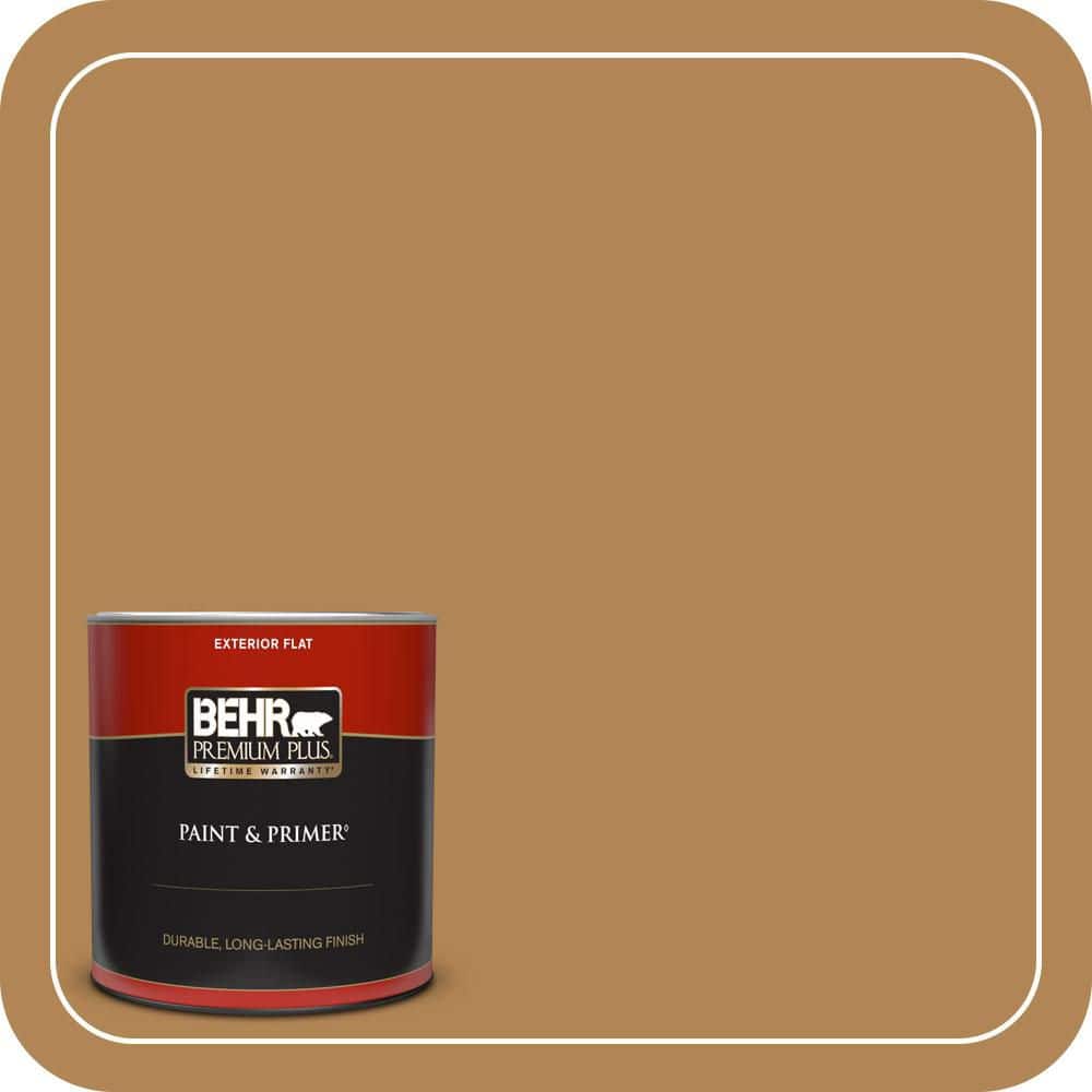 BEHR PREMIUM PLUS 1 qt. #S290-6 Golden Rice Flat Exterior Paint & Primer