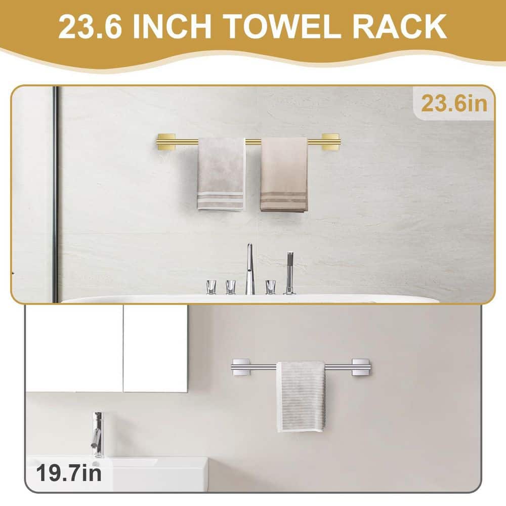 Anqtovp 10-Piece Bathroom Hardware Set with Towel Bars, Toilet Paper Holders, Towel Rings, Coat Hooks in Brushed Gold (2)