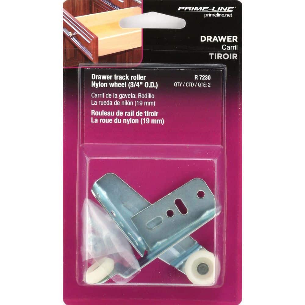 Prime-Line 3/4 in., Steel, Drawer Track Roller with Nylon Roller (2-pack) (3)