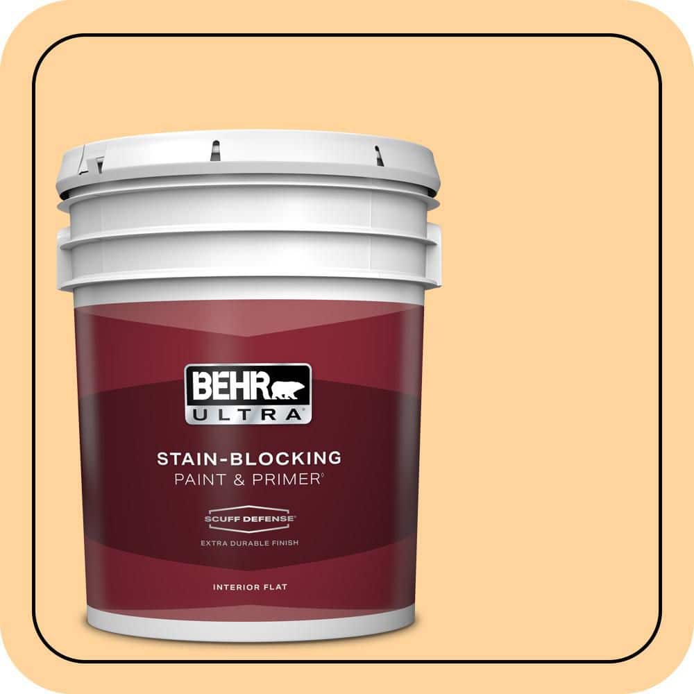 BEHR ULTRA 5 gal. #P240-3 Mango Nectar Extra Durable Flat Interior Paint & Primer