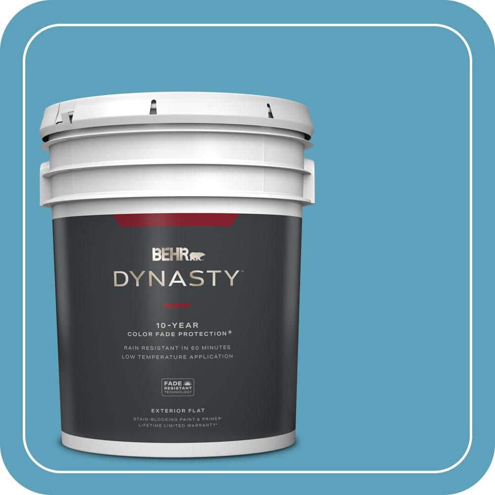 BEHR DYNASTY 5 gal. #540D-5 Tropical Splash Flat Exterior Stain-Blocking Paint & Primer