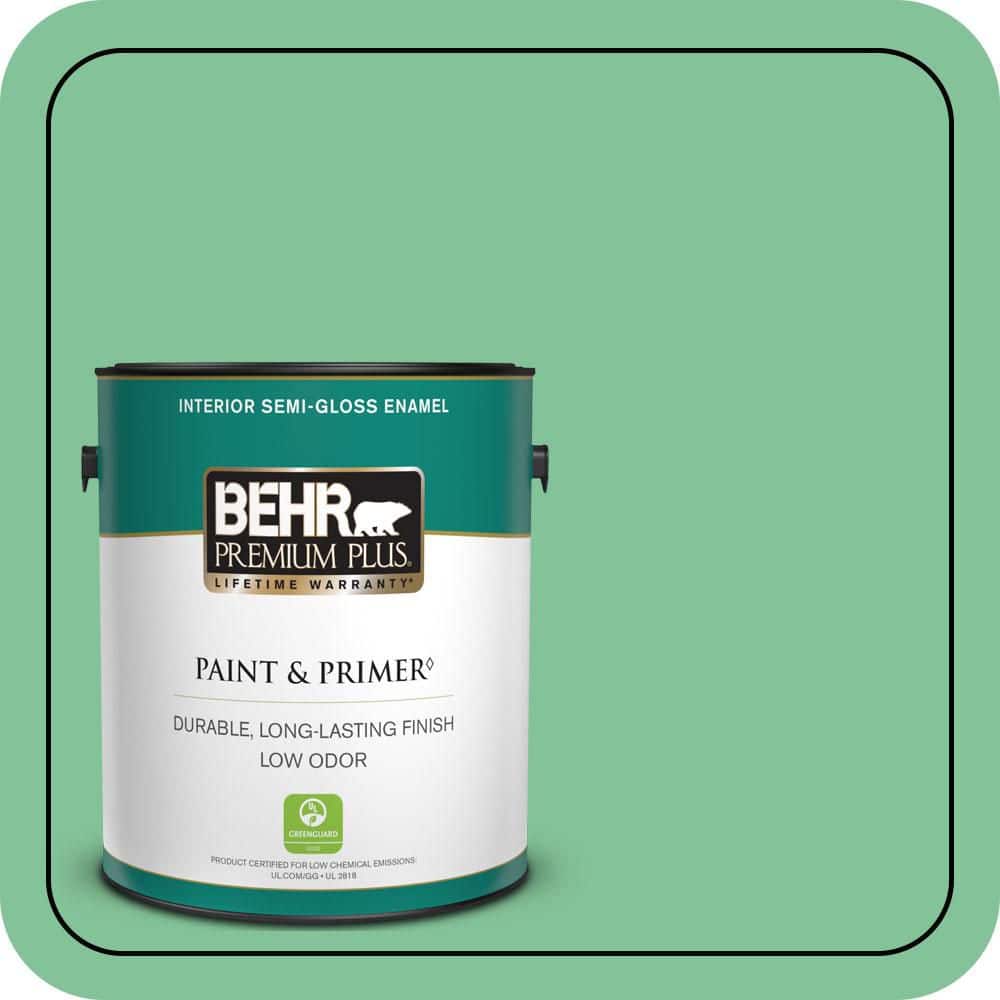 BEHR PREMIUM PLUS 1 gal. #P410-4 Willow Hedge Semi-Gloss Enamel Low Odor Interior Paint & Primer