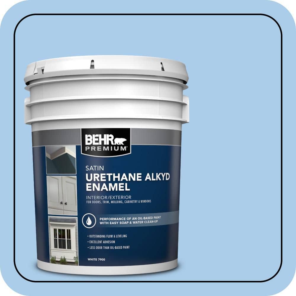 BEHR PREMIUM 5 gal. #P520-2 French Porcelain Urethane Alkyd Satin Enamel Interior/Exterior Paint