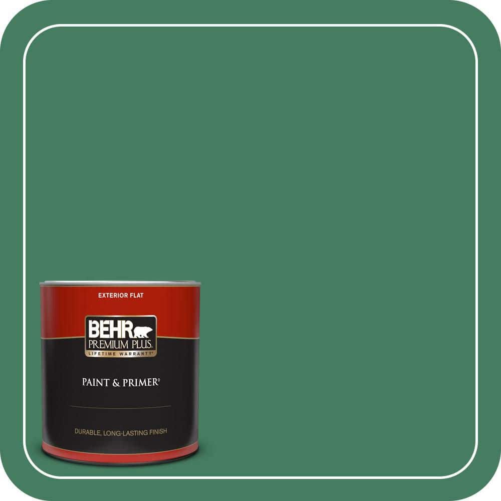 BEHR PREMIUM PLUS 1 qt. #470D-6 Greenbelt Flat Exterior Paint & Primer