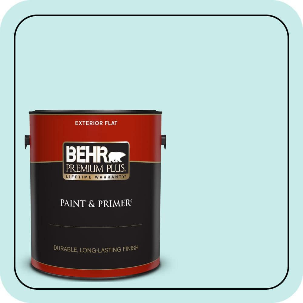 BEHR PREMIUM PLUS 1 gal. #P460-1 Morning Sky Flat Exterior Paint & Primer (1)