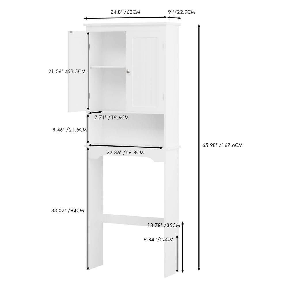 Tenleaf 24.80 in. W x 65.98 in. H x 9.02 in. D White Over The Toilet Storage with Adjustable Shelves (2)