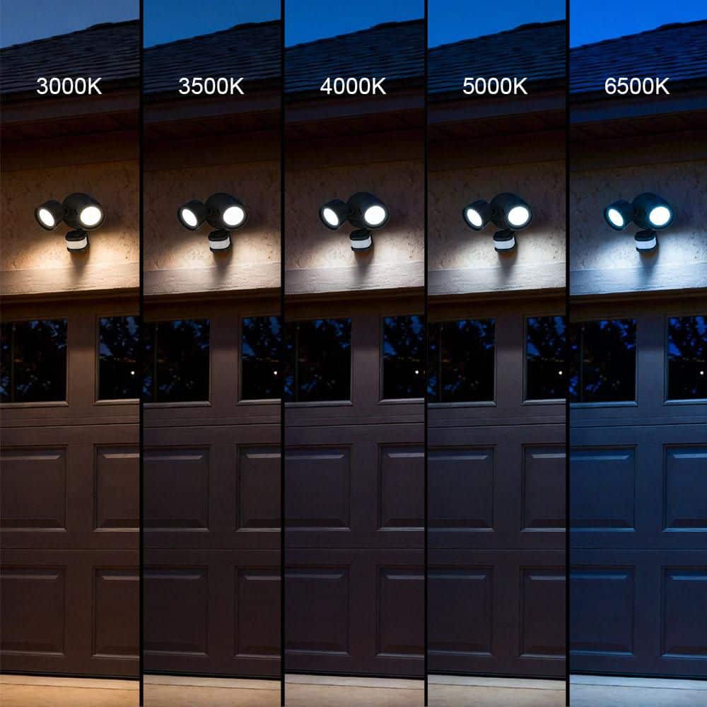 Commercial Electric 240° Motion Activated Dusk to Dawn Bronze Outdoor Twin Head Integrated LED Security Flood Light 24-Watt 2400 Lumen (4)