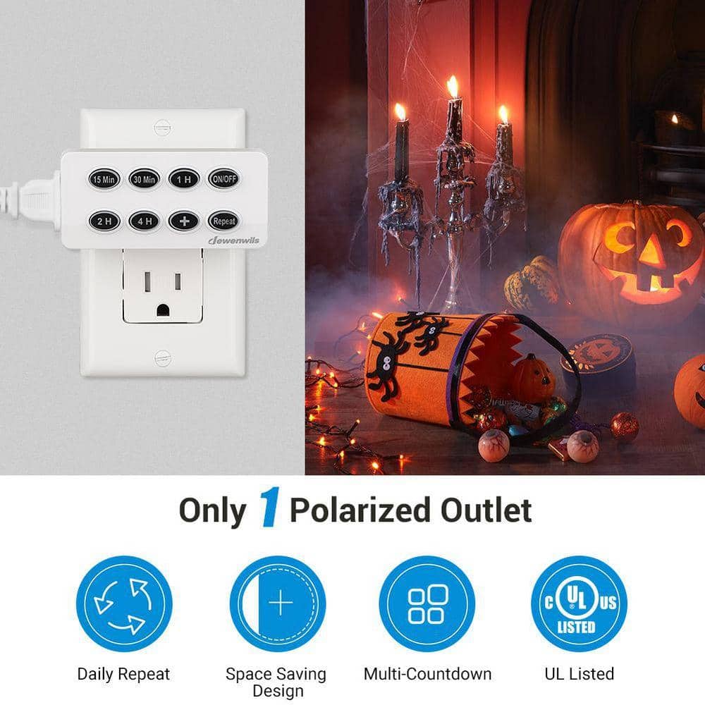DEWENWILS Indoor Countdown Timer with Repeat Function and Lit Up Buttons, Auto Shut Off Timer Outlet, (2-Pack) (2)