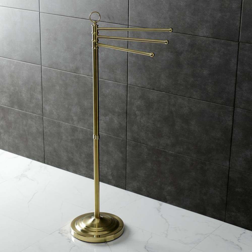 Kingston Brass Vintage 3-Bar Freestanding Towel Rack in Brushed Brass (2)