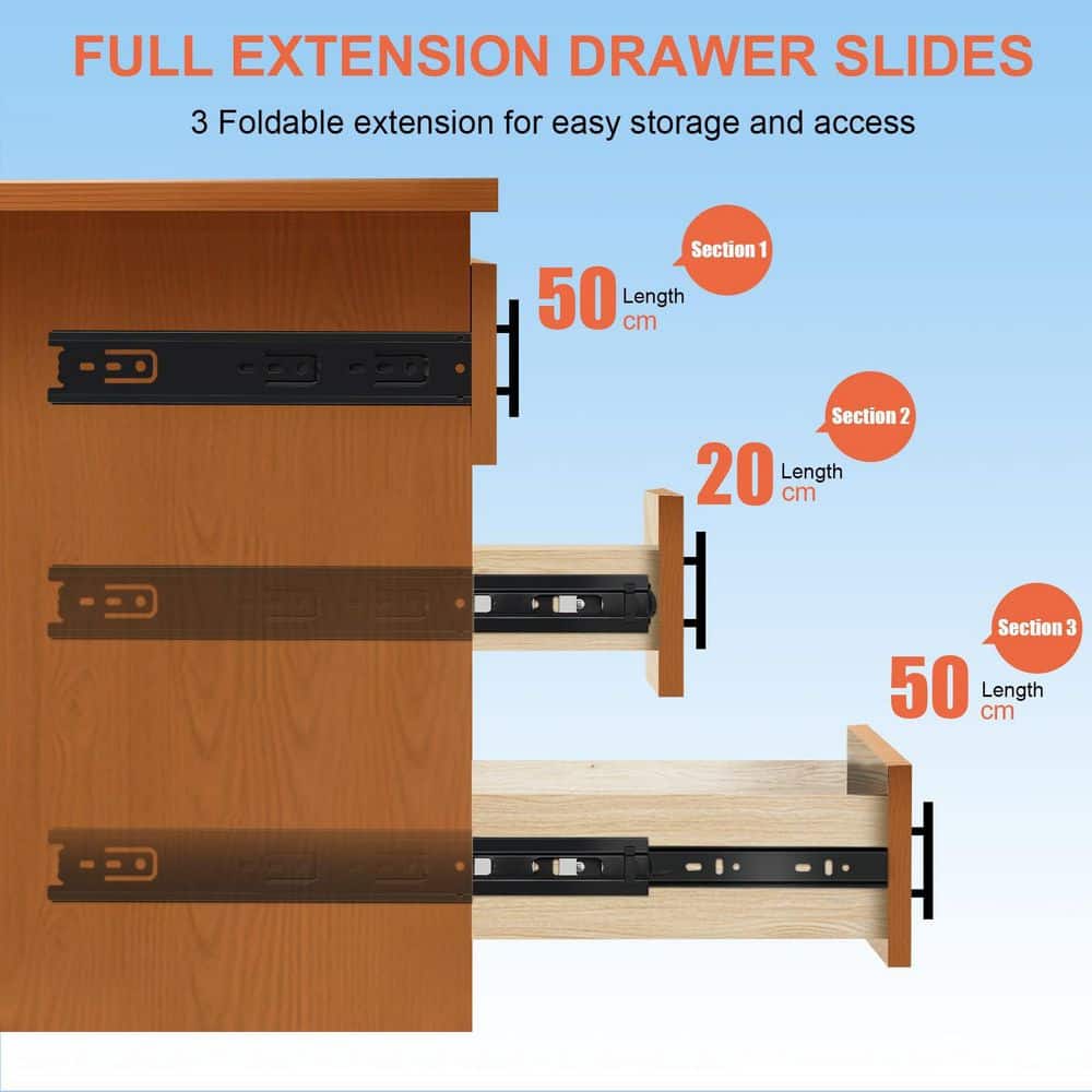 LAIFUCAM Full Extension 12 in. Black Steel Side Mount Undermount Soft-Close Heavy Duty Ball Bearing Drawer Slides 4 Pairs (3)