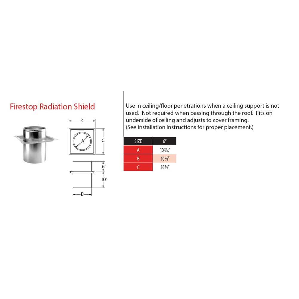 DuraVent DuraPlus All-Fuel Chimney 6in. Diameter Firestop Radiation Shield (2)