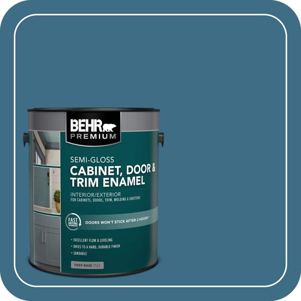 BEHR PREMIUM 1 gal. #S490-6 Bering Wave Semi-Gloss Enamel Interior/Exterior Cabinet, Door & Trim Paint