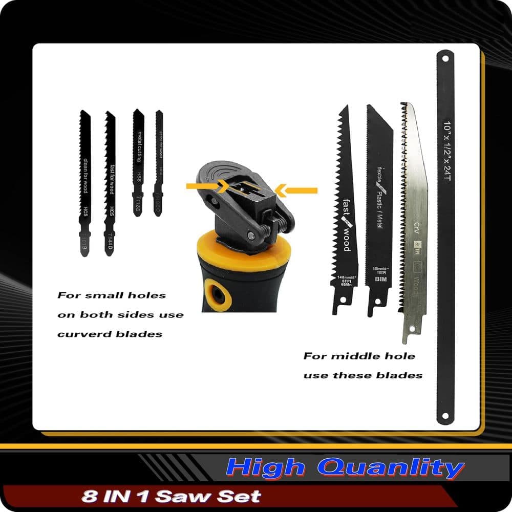 Unbranded 8-in-1 Adjustable Blade Hand Saw with Quick Change Mechanism for Drywall, Wood, Metal, Plastic, and Plywood Cutting (2)