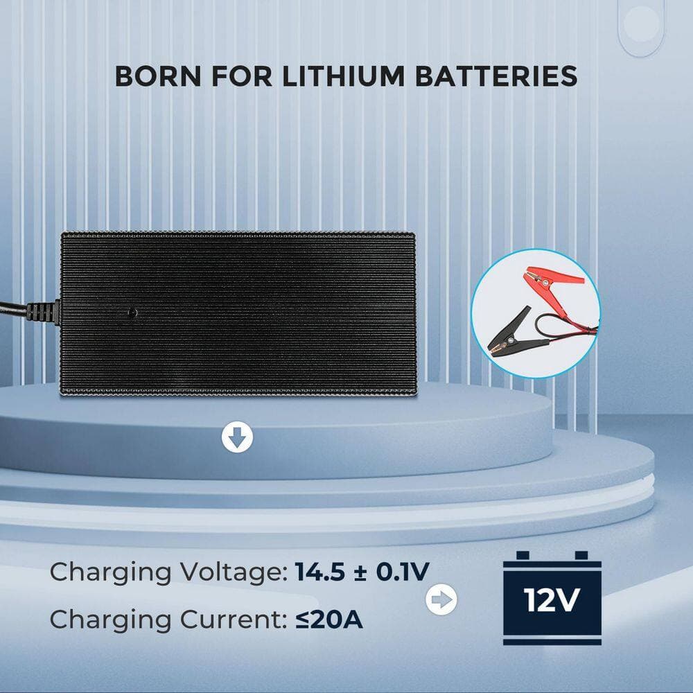 Renogy 12V 20A Portable Battery Charger AC-to-DC for Lithium LiFePO4 Battery 3-Stage Smart Safe Charge (3)