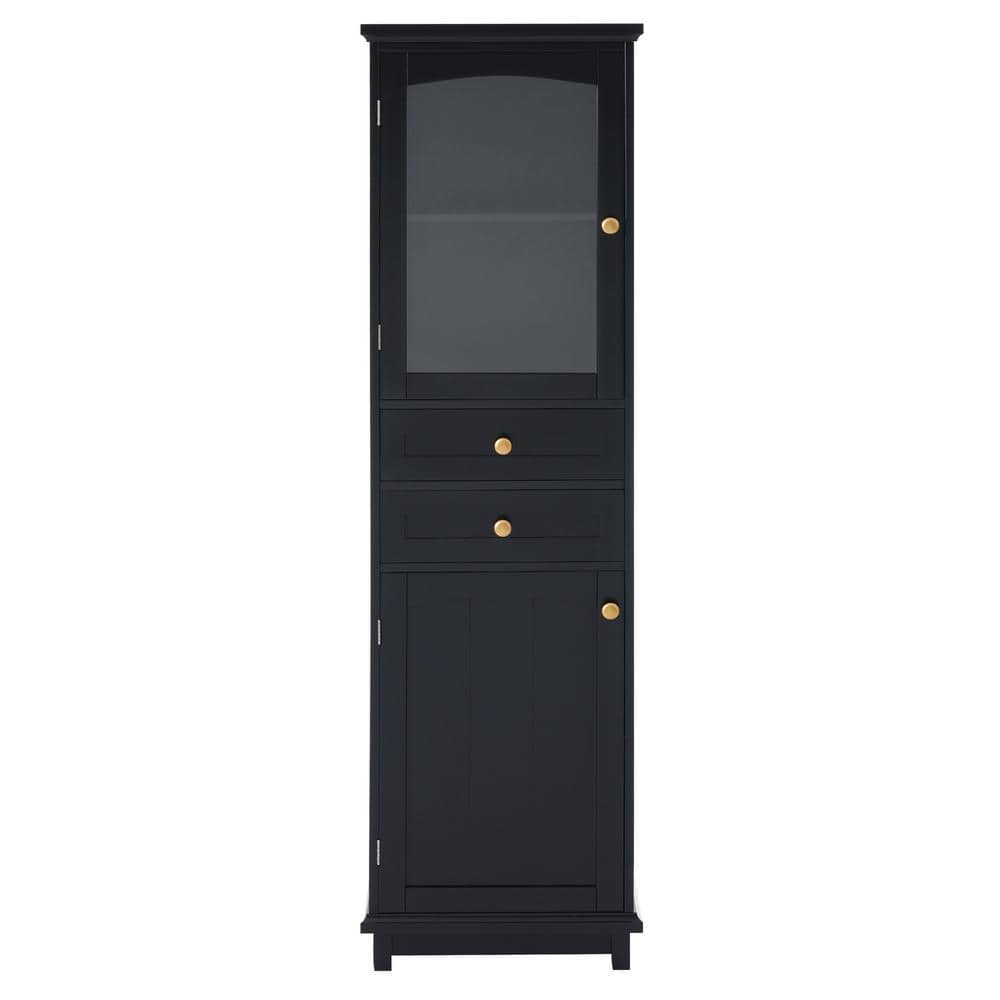 Boosicavelly 18 in. W x 14 in. D x 63 in. H Black Linen Cabinet (2)