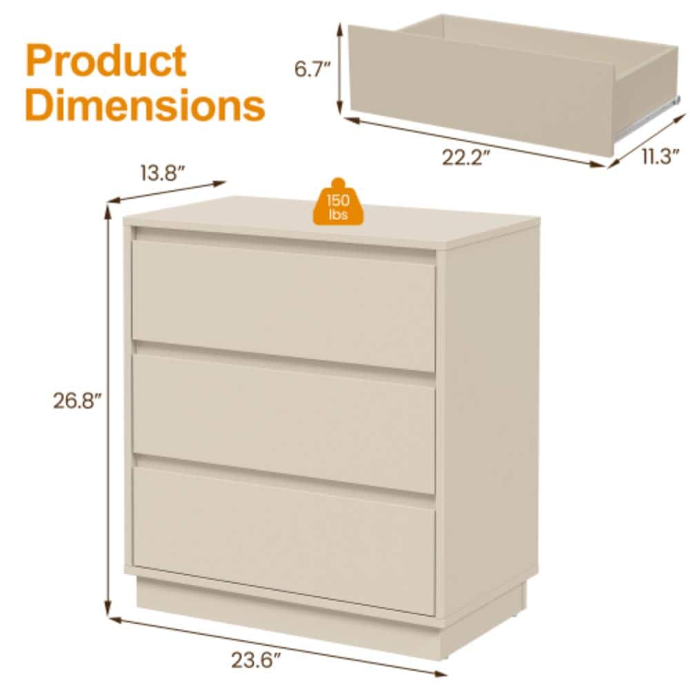 Unbranded 23.6 in. W x 13.8 in. D x 26.8 in. H Bathroom Beige Linen Cabinet (2)