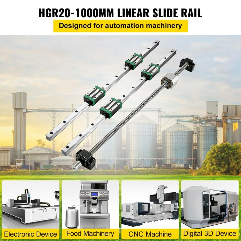 SKYSHALO Linear Guide Rail (2-Piece) HGR20-1000mm Linear Slide Rail (1-Piece) RM1605-1000mm Ballscrew with BF12/BK12 Kit (2)