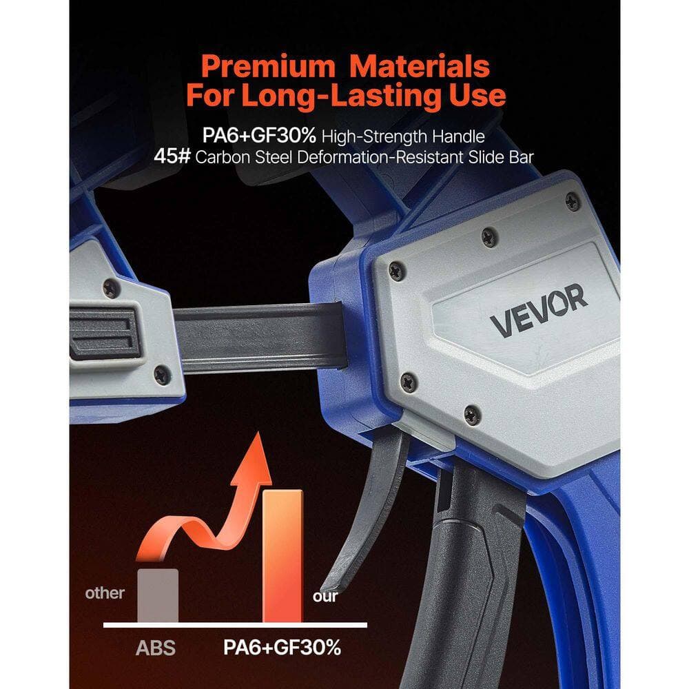 VEVOR Bar Clamps Set for Woodworking, 24 in. One-Handed Quick-Grip F-Clamp, 340 lbs. Load, Plastic, Blue+Black (2-Piece) (2)