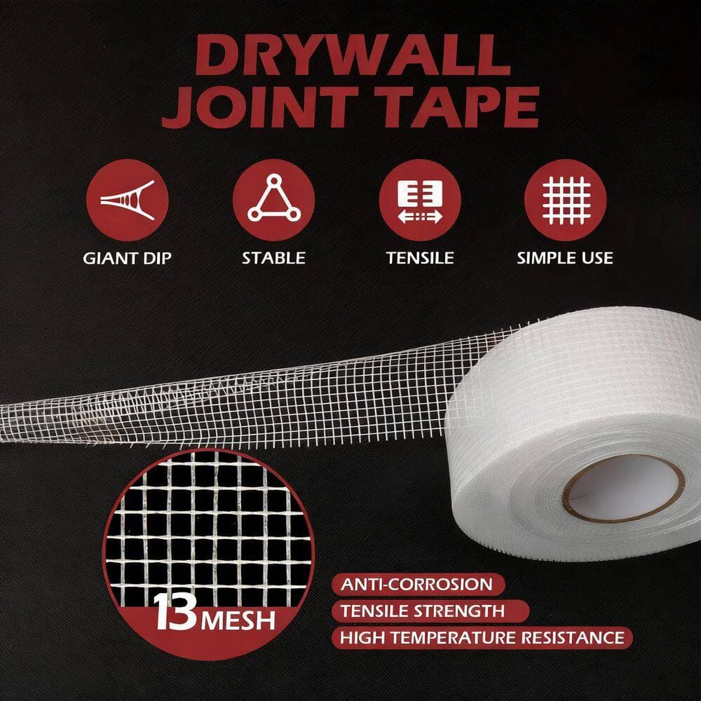Laybus 6 Piece 1.97 in. x 150 ft. Drywall Joint Tape, Fiberglass Mesh Tape for Drywall Repair, Self-Adhesive Drywall Mesh Patch (2)
