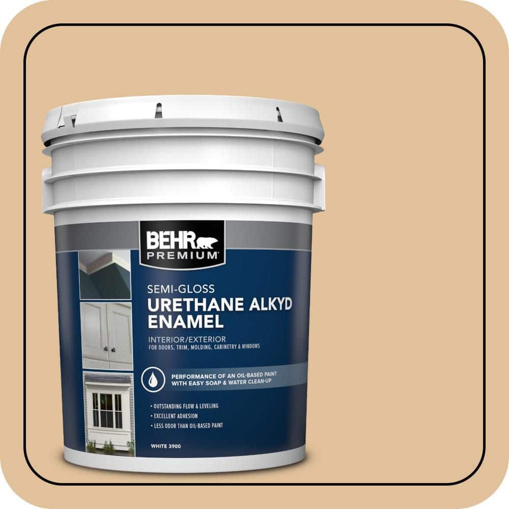BEHR PREMIUM 5 gal. #300E-3 Clair De Lune Urethane Alkyd Semi-Gloss Enamel Interior/Exterior Paint
