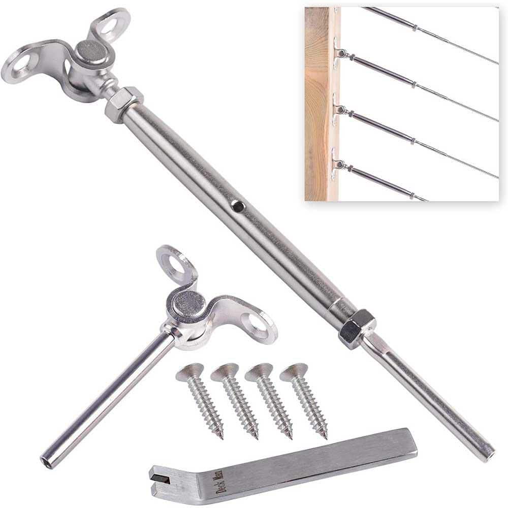 Afoxsos 7.2 in. x 0.13 in. T316 Stainless Steel Adjustable Angle Cable Railing Kit for Wood Post Marine Grade 30 Pack Silver (1)