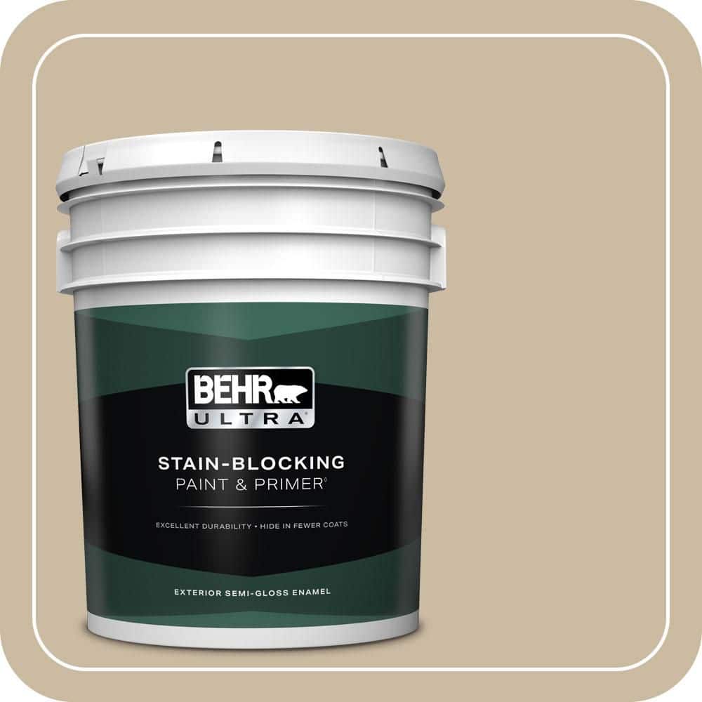 BEHR ULTRA 5 gal. #MQ2-26 Windsor Tan Semi-Gloss Enamel Exterior Paint & Primer
