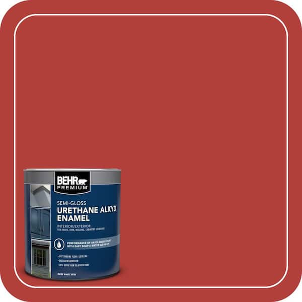 BEHR PREMIUM 1 qt. #170B-7 Red Tomato Semi-Gloss Enamel Urethane Alkyd Interior/Exterior Paint (2)