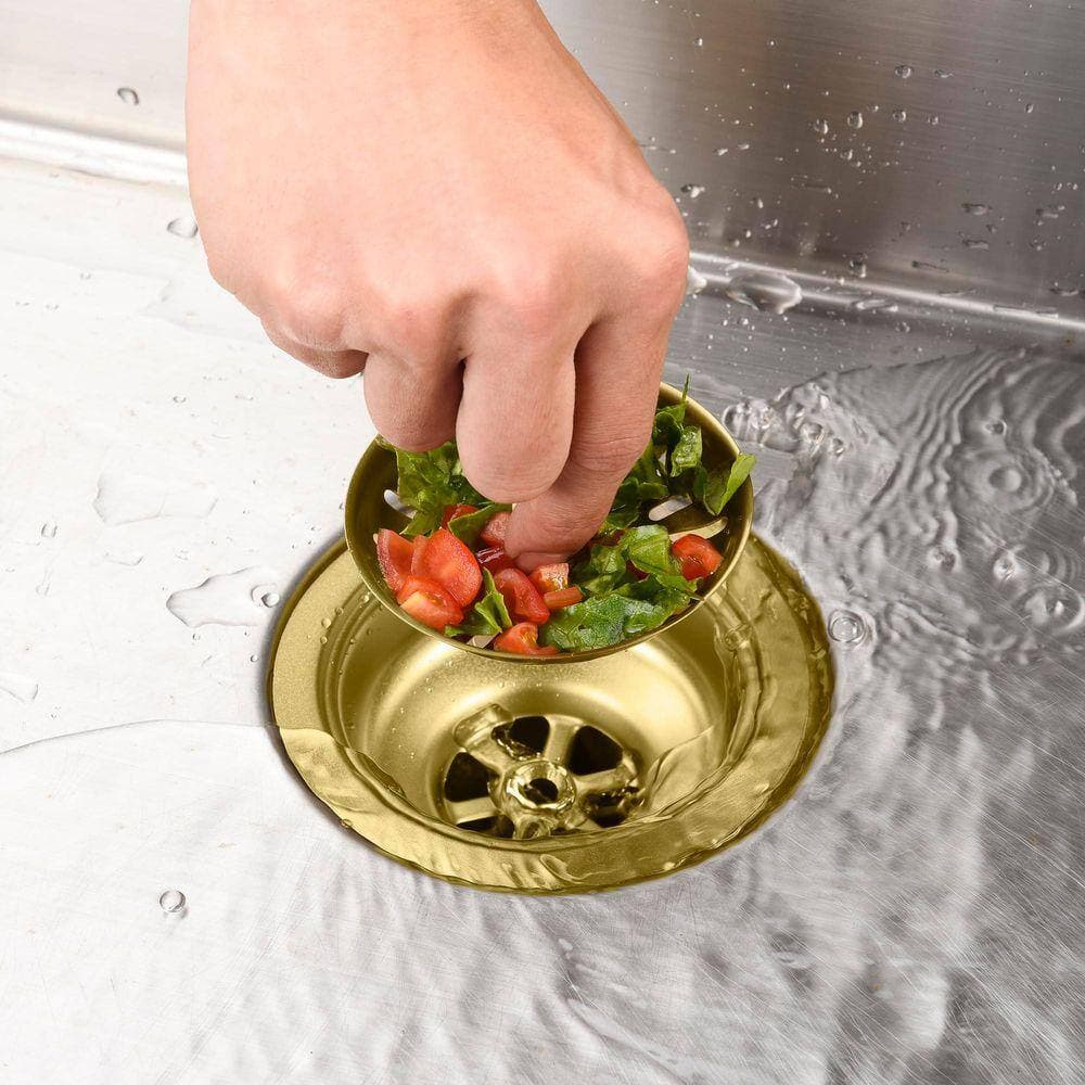 Logmey 3-1/2 in. Drop-In Kitchen Sink Basket Strainer in Gold for Quartz Sink (2)