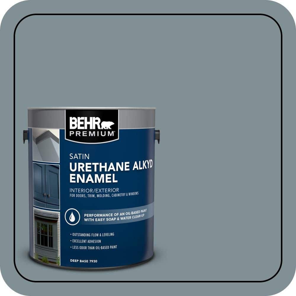 BEHR PREMIUM 1 gal. #740F-4 Dark Storm Cloud Urethane Alkyd Satin Enamel Interior/Exterior Paint
