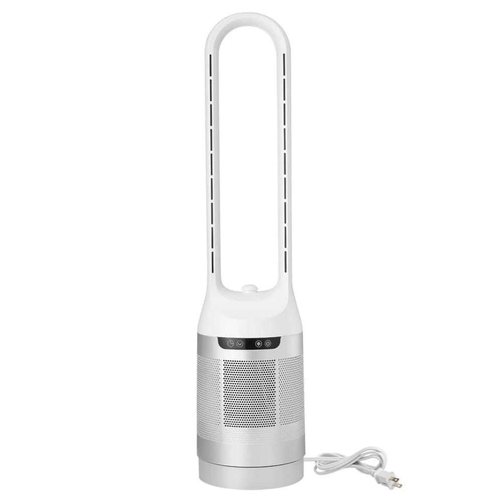 Amucolo 40 in. High Velocity Floor Air Circulator Bladeless Tower Fan in White with 65° Oscillating, 12 Speeds 4 Modes, 8H Timer (1)