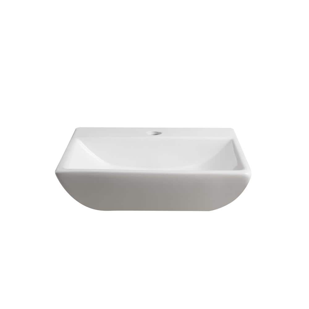Elanti Wall-Mounted Rectangular Compact Bathroom Sink in White (3)
