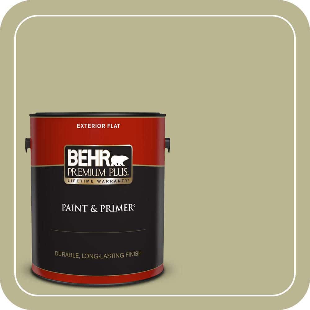 BEHR PREMIUM PLUS 1 gal. #MQ6-56 Lichen Flat Exterior Paint & Primer