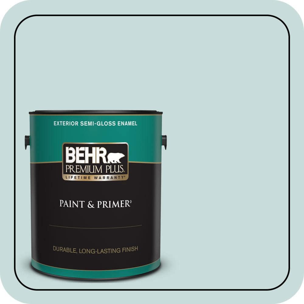 BEHR PREMIUM PLUS 1 gal. #S440-1 Sunken Pool Semi-Gloss Enamel Exterior Paint & Primer