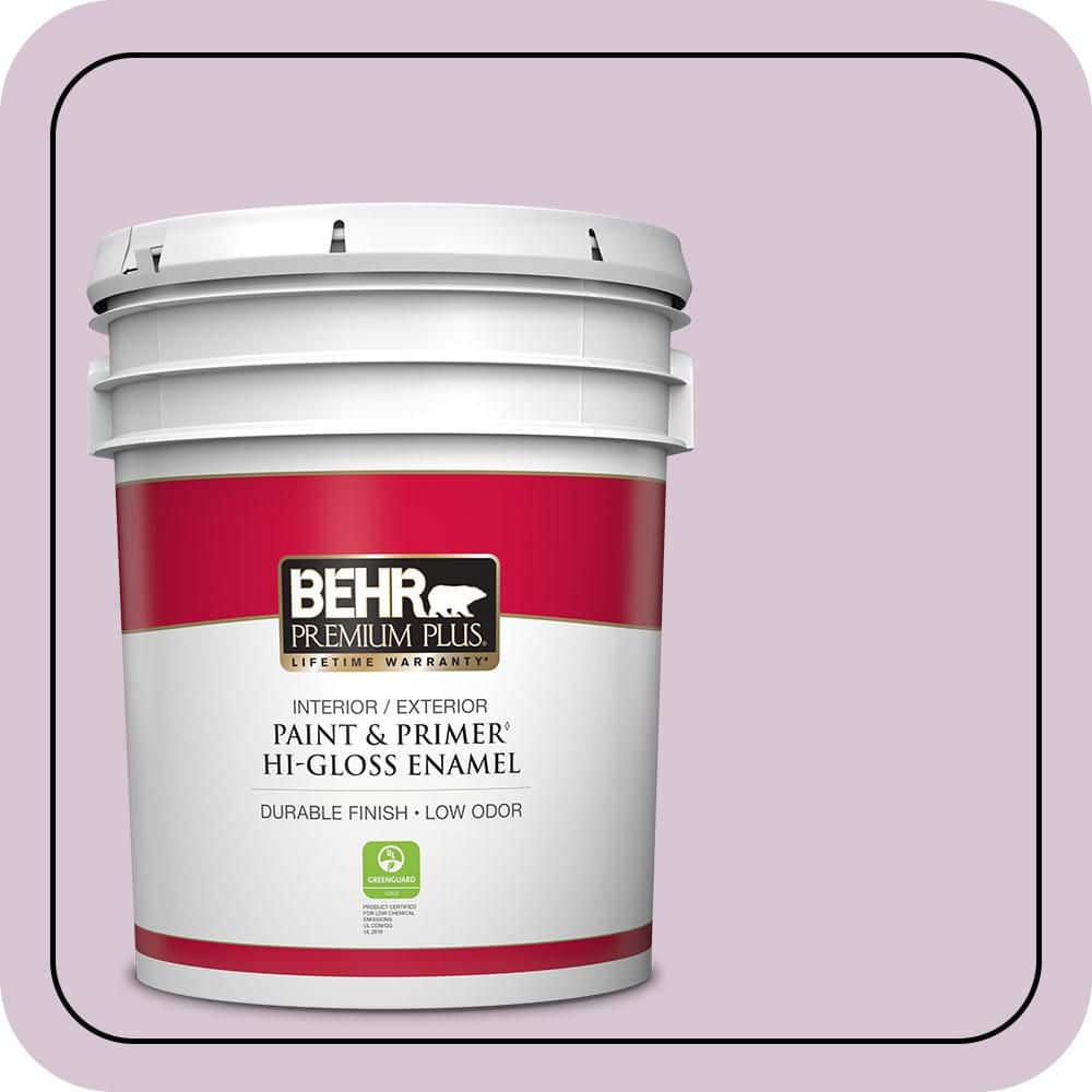BEHR PREMIUM PLUS 5 gal. #680E-3 Rosy Lavender Hi-Gloss Enamel Interior/Exterior Paint & Primer