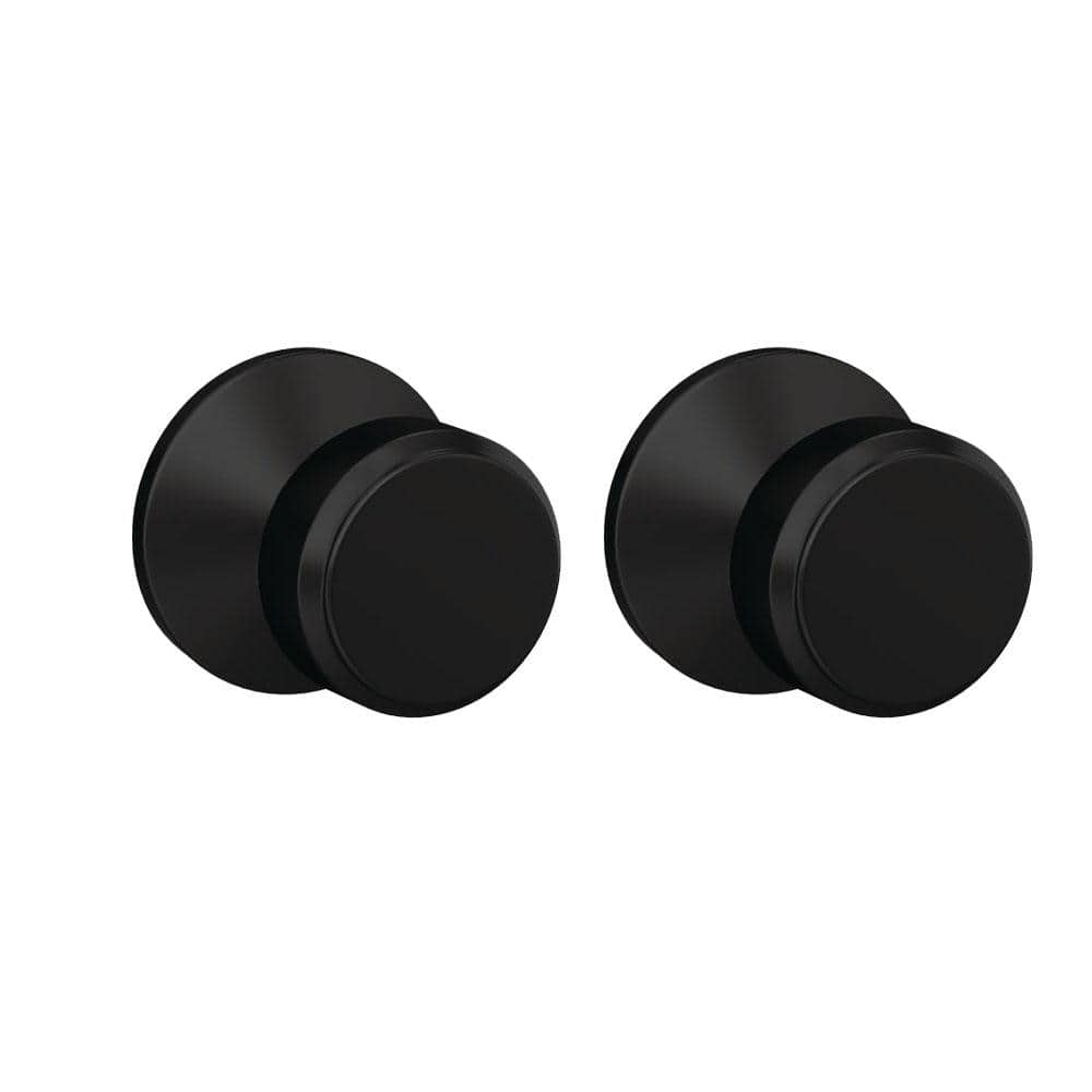 Schlage Custom Bowery Matte Black Dummy Door Knob with Kinsler Trim (2-Pack)
