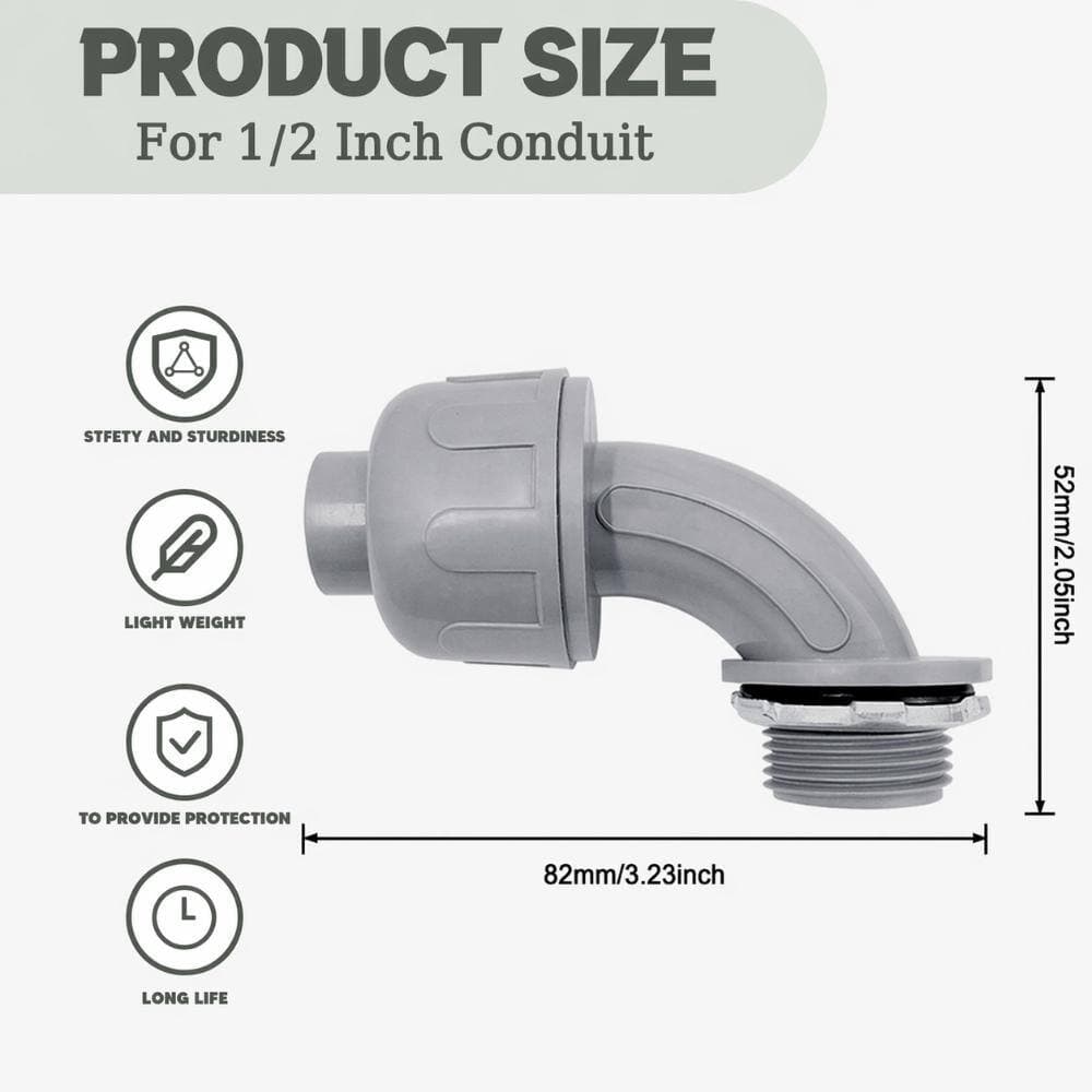 Unbranded 1/2 in 90-Degree Liquid-Tight PVC Conduit Connectors 15-Pack Non-Metallic Flexible Electrical Fittings (2)