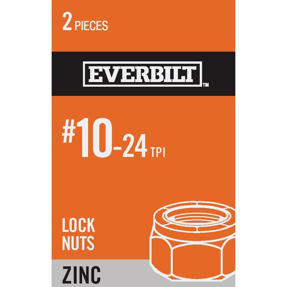 Everbilt #10-24 Zinc Plated Nylon Lock Nut (2-Pack)