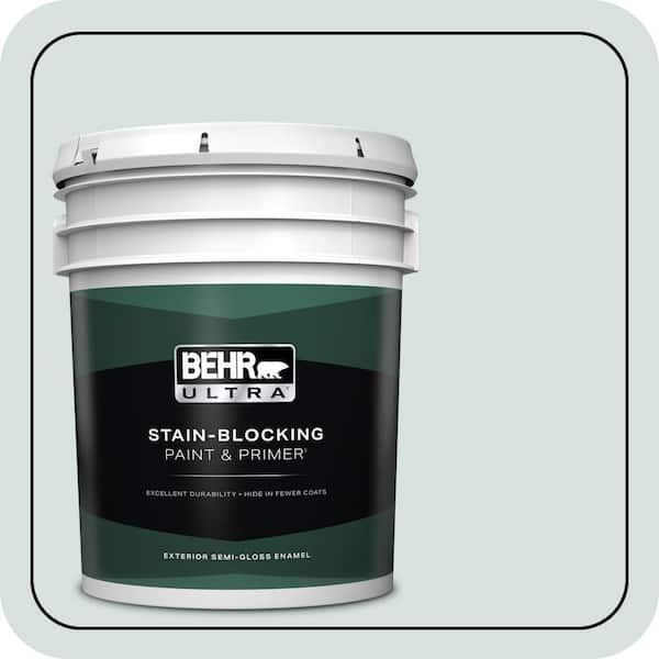 BEHR ULTRA 5 gal. #490E-2 Delicate Mist Semi-Gloss Enamel Exterior Paint & Primer (2)