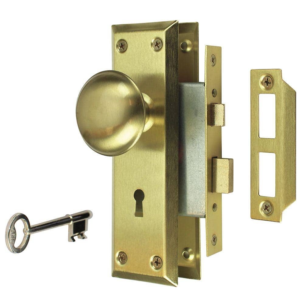 Defiant Brass Metal Satin Brass Knob Mortise Set