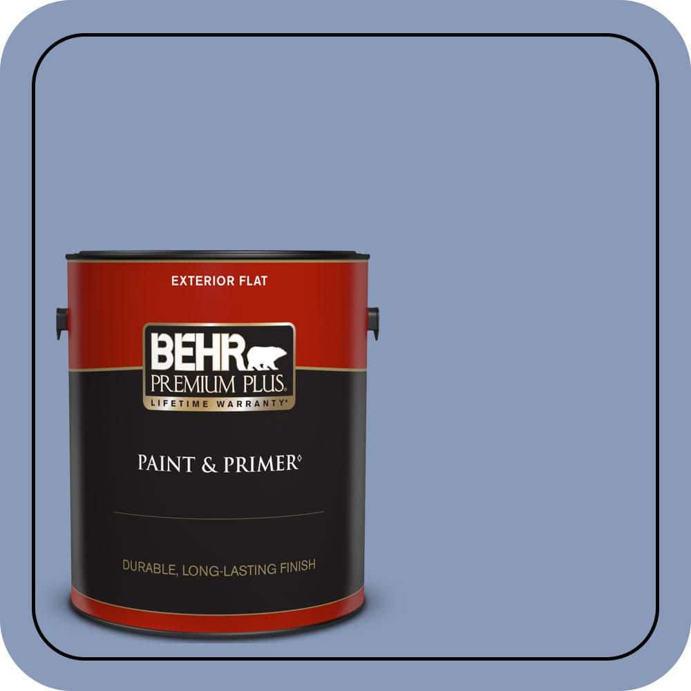 BEHR PREMIUM PLUS 1 gal. #610D-5 Blueberry Popover Flat Exterior Paint & Primer