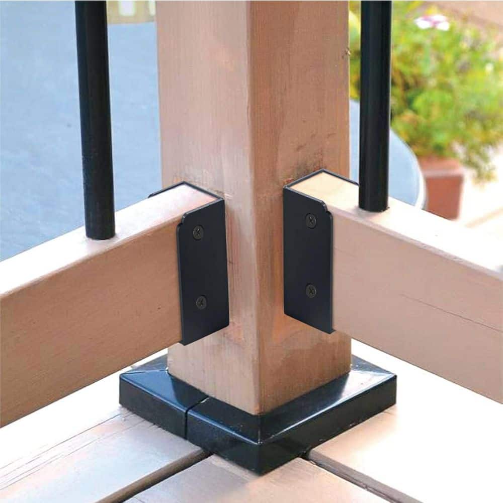 Afoxsos Stainless Steel Deck Railing Brackets Connectors for 2x4 Wood Post with Concealed Design 12 Pack Black (2)