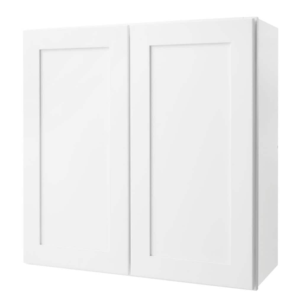 Hampton Bay Avondale 30 in. W x 12 in. D x 30 in. H Ready to Assemble Plywood Shaker Wall Kitchen Cabinet in Alpine White (1)