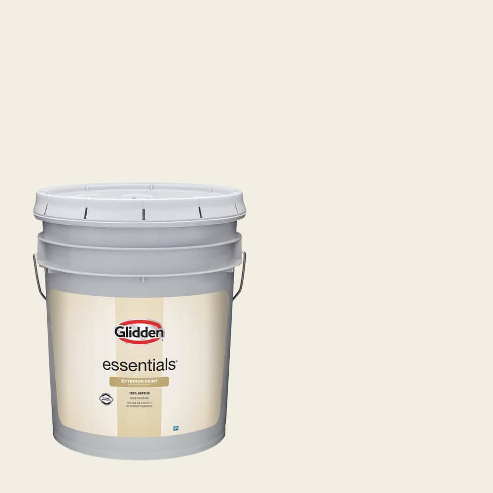 Glidden Essentials 5 gal. PPG1020-1 Atrium White Flat/Matte Exterior Paint