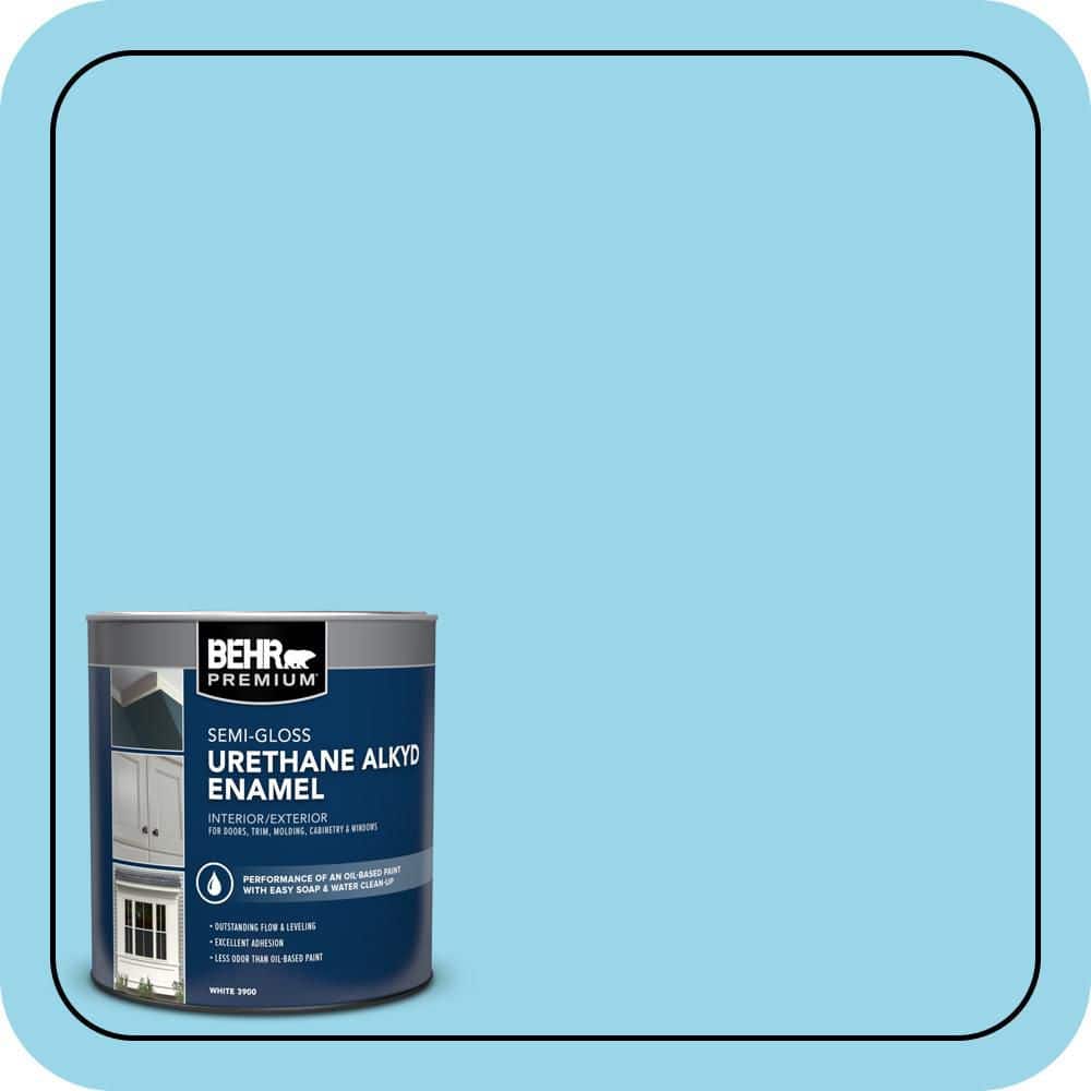 BEHR PREMIUM 1 qt. #P490-2 Blue Sarong Semi-Gloss Enamel Urethane Alkyd Interior/Exterior Paint (1)
