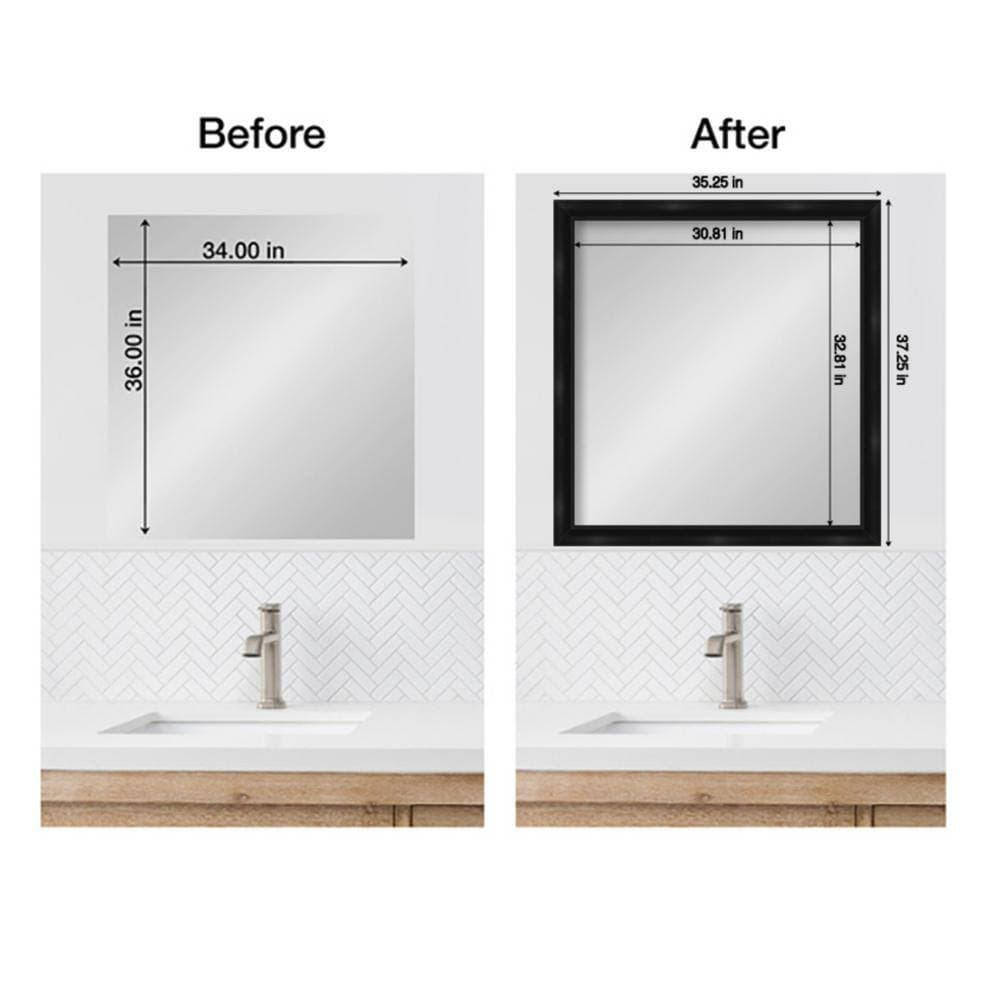 Amanti Art Mirror Makeover Grand Black Narrow 35.25 in. W x 37.25 in. H Bathroom Mirror Frame Border Kit-Fits a 34 x 36 Mirror (3)