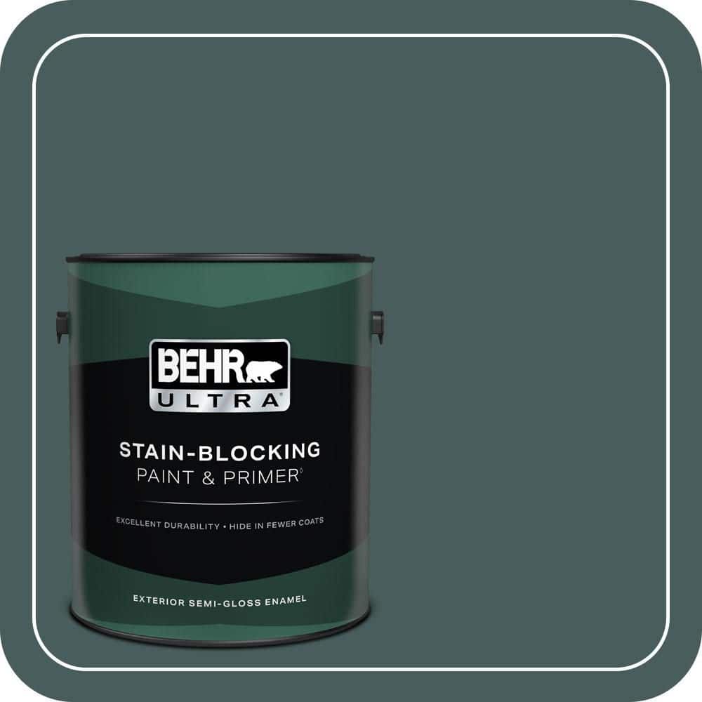 BEHR ULTRA 1 gal. #N430-7 Silken Pine Semi-Gloss Enamel Exterior Paint & Primer