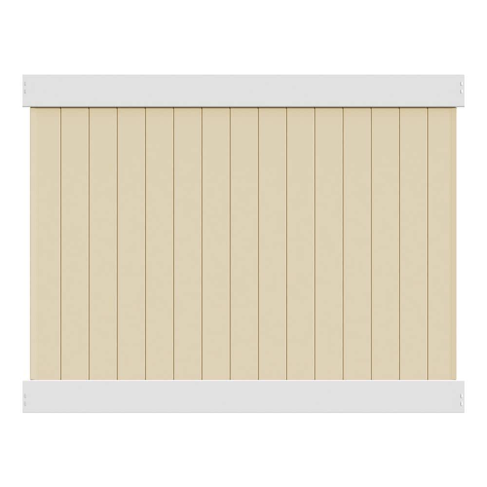 Barrette Outdoor Living Roosevelt 6 ft. H x 8 ft. W Two-Toned White and Sand Privacy Vinyl Fence Panel (Unassembled)