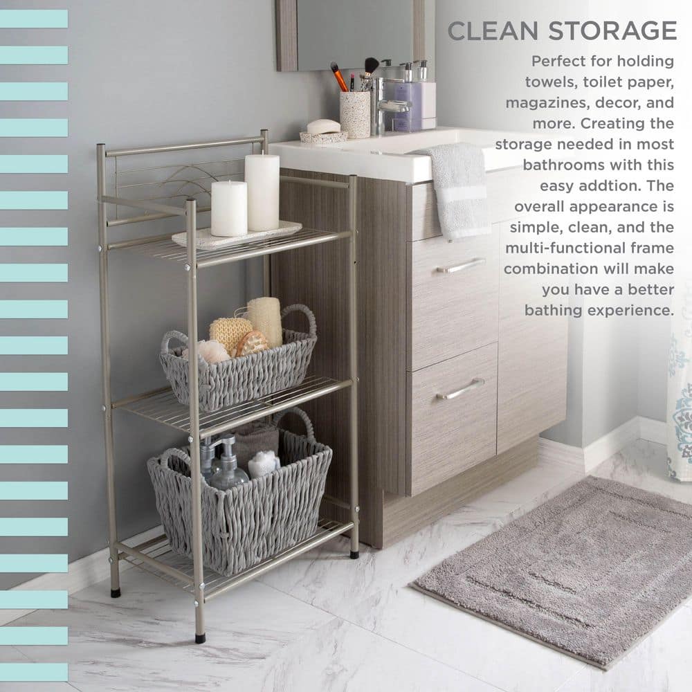 Bath Bliss 3-Tier 10.63 in. W Storage Shelf in Satin Nickel (3)